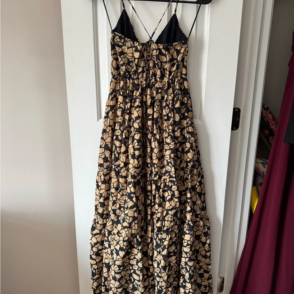 Abercrombie & Fitch Black and Tan Floral Tiered Maxi Dress